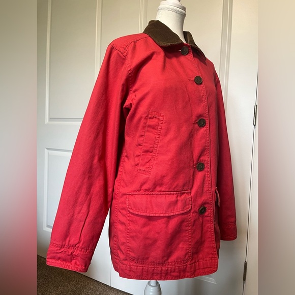 Vintage Gander Mountain Chore Field Barn Red Canvas Coat Jacket Women S corduroy - Picture 3 of 16